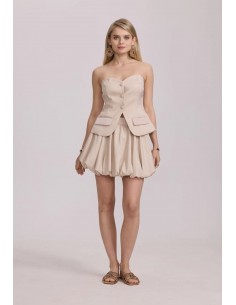 Beige Bustier Top with Buttons 2