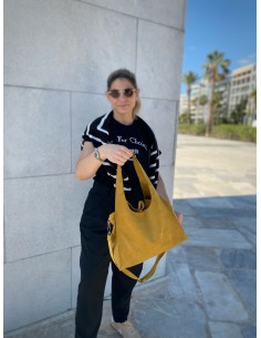 Μουσταρδί Σουέτ Τσάντα Ώμου 2