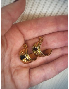 Χρυσό Κρικάκι με Μαύρη Πέτρα