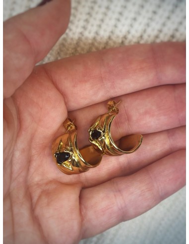 Χρυσό Κρικάκι με Μαύρη Πέτρα Χρυσό Κρικάκι με Μαύρη Πέτρα