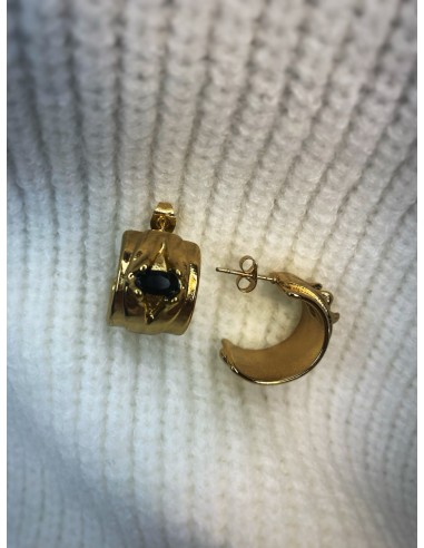 Χρυσό Κρικάκι με Μαύρη Πέτρα Χρυσό Κρικάκι με Μαύρη Πέτρα